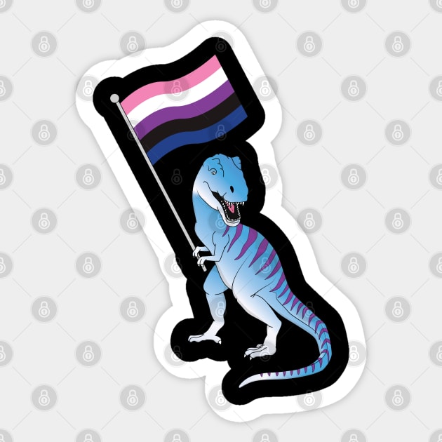 Genderfluid Flag Dinosaur LGBTQIA Pan Pride LGBT Nonbinary Decal Sticker by Shirtsurf